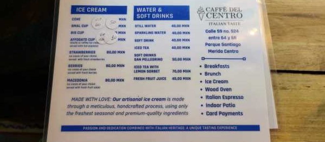 caffe del centro menu